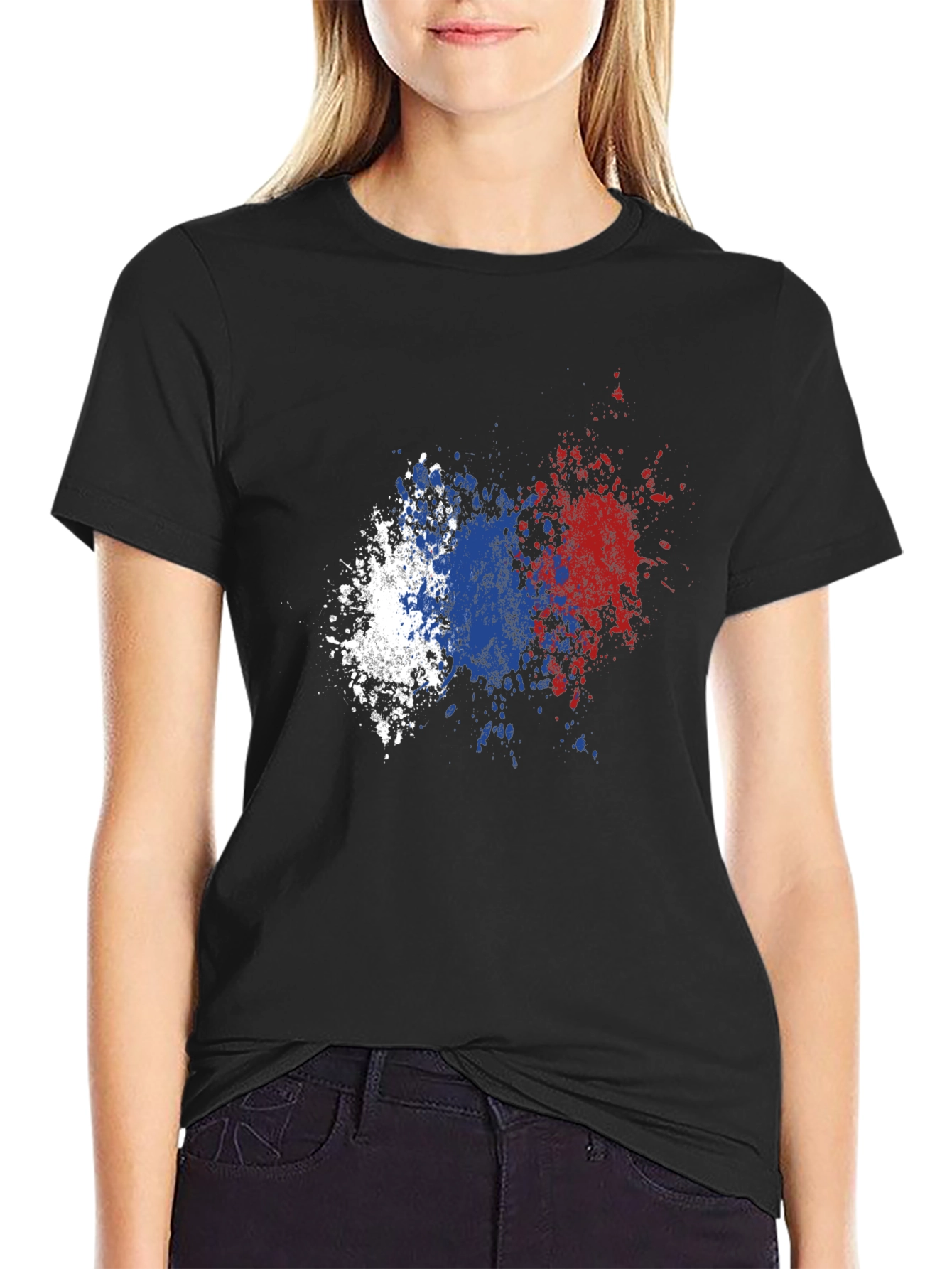 Abstract Flag Splatter Graphic T-Shirt