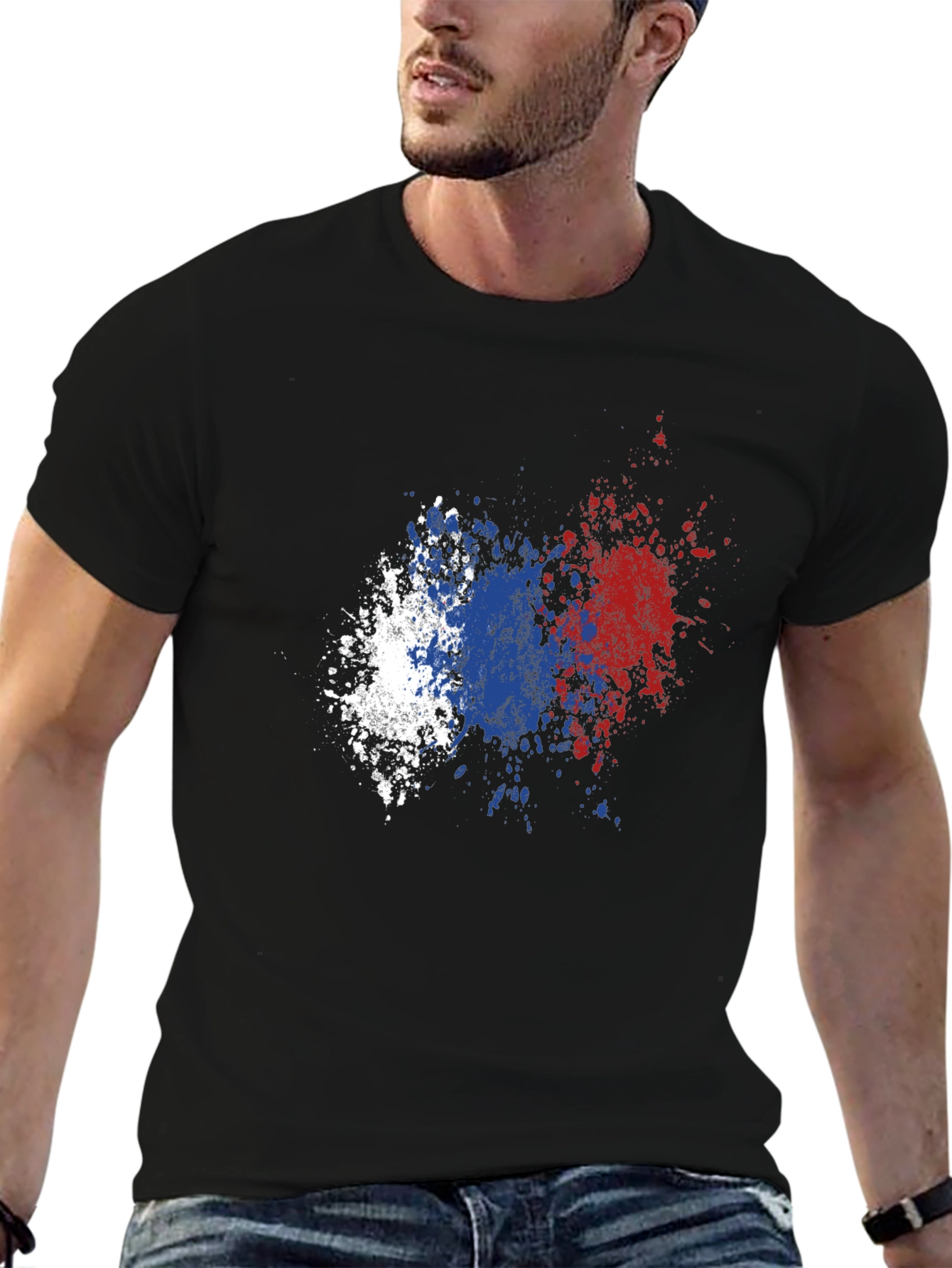 Abstract Flag Splatter Graphic T-Shirt
