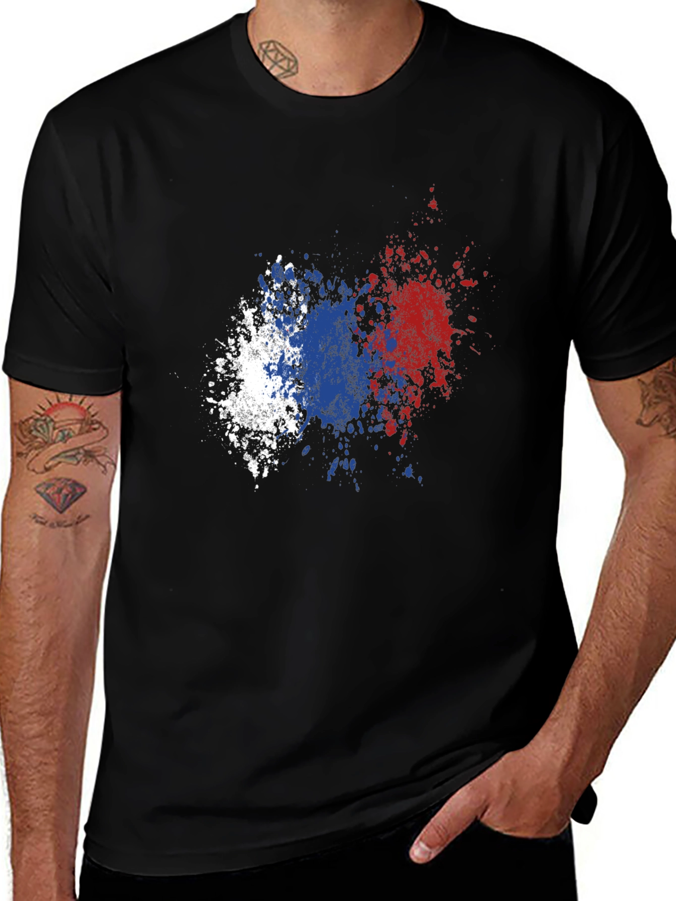 Abstract Flag Splatter Graphic T-Shirt