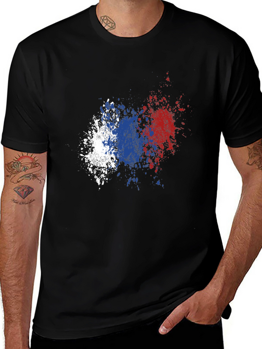 Abstract Flag Splatter Graphic T-Shirt