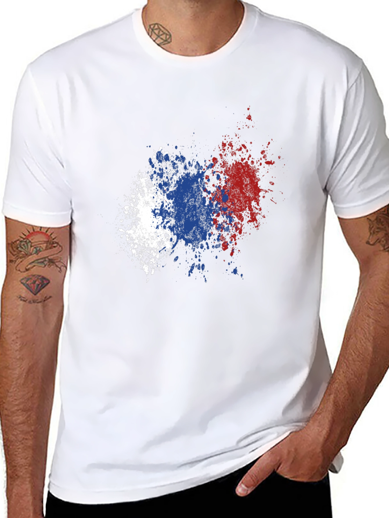 Abstract Flag Splatter Graphic T-Shirt