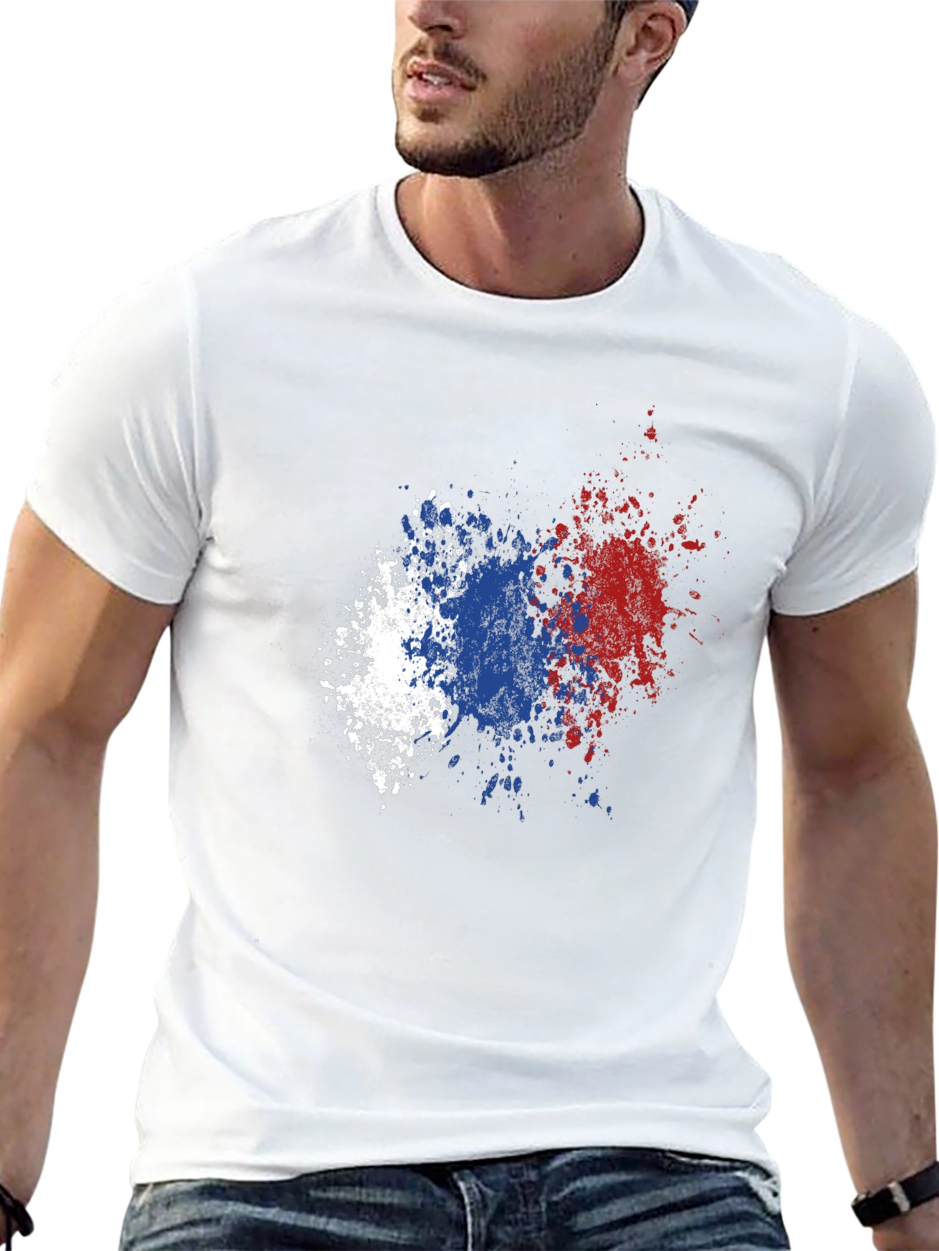 Abstract Flag Splatter Graphic T-Shirt