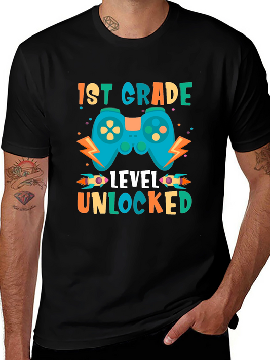 1st Grade Level Unlocked T-Shirt Gamer Back to School Tee