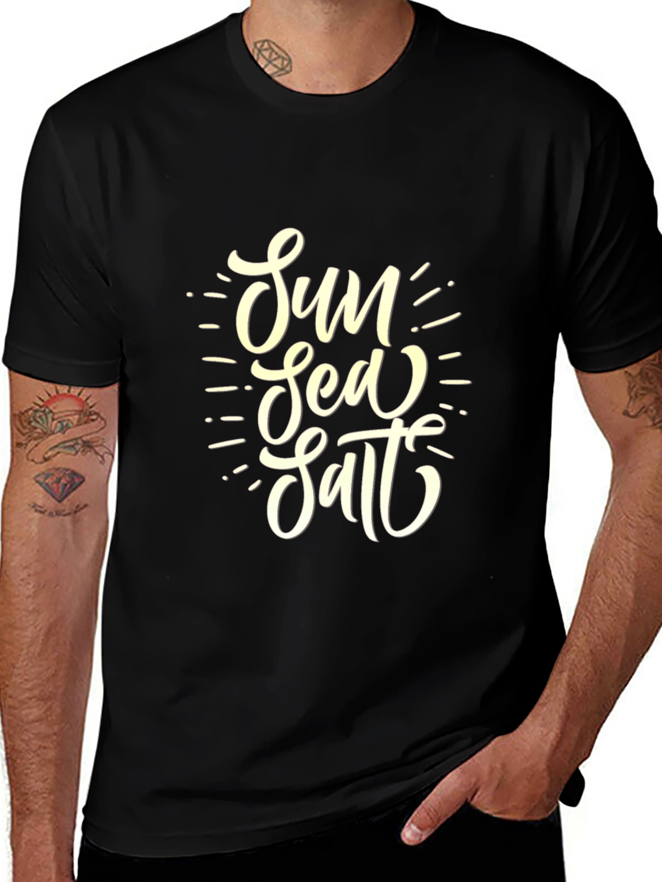 Sun Sea Salt Graphic Tee - Black Cotton T-Shirt