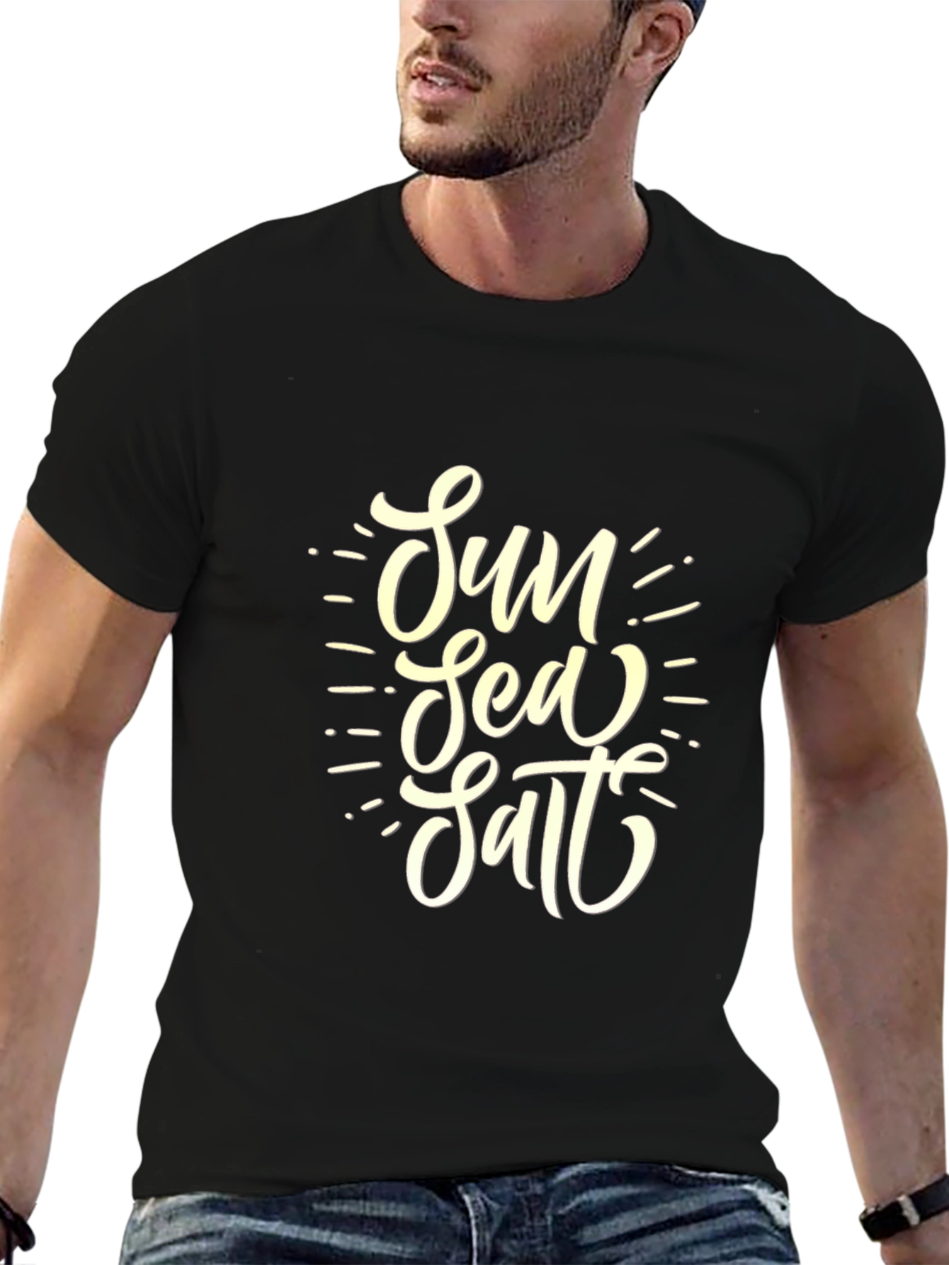 Sun Sea Salt Graphic Tee - Black Cotton T-Shirt