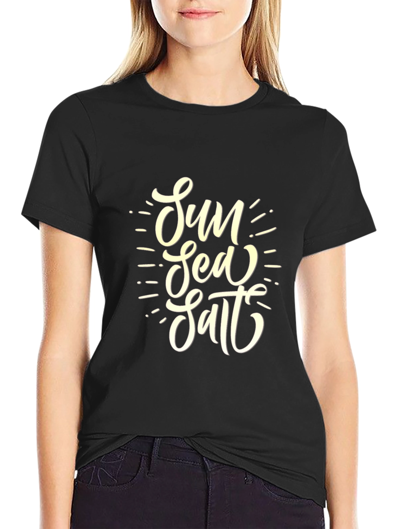Sun Sea Salt Graphic Tee - Black Cotton T-Shirt