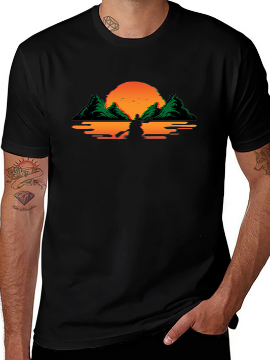Sunset Kayak Graphic Tee - Black T-Shirt