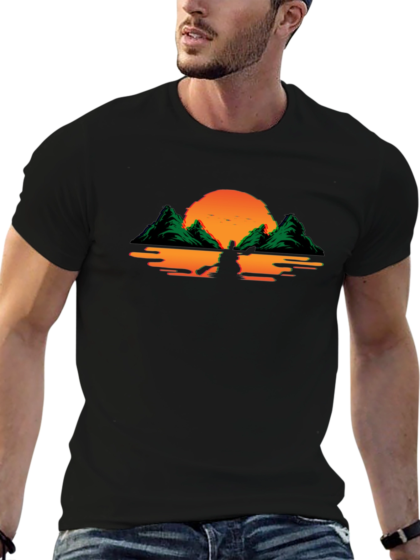 Sunset Kayak Graphic Tee - Black T-Shirt