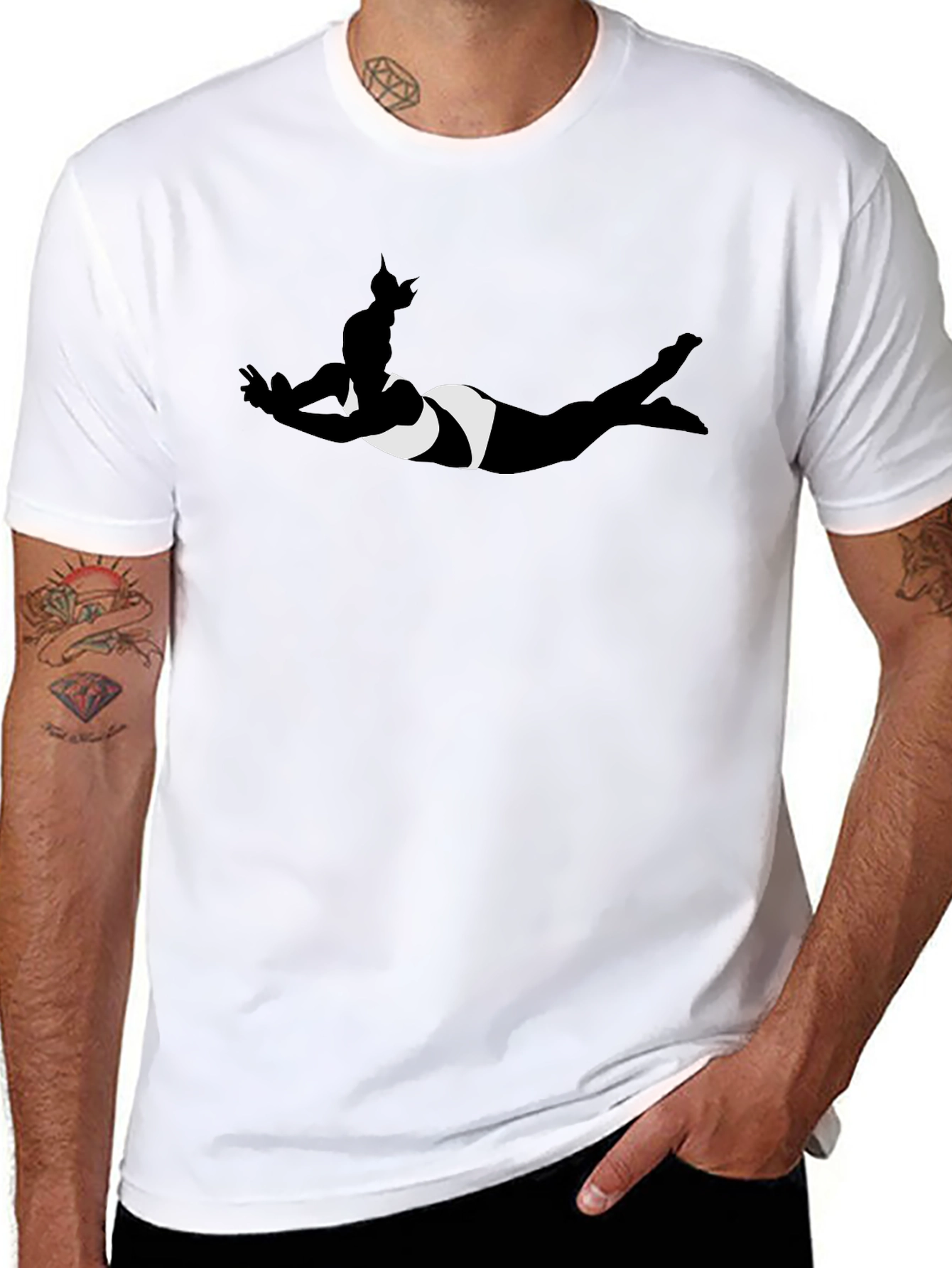 Swimmer Silhouette Black T-Shirt