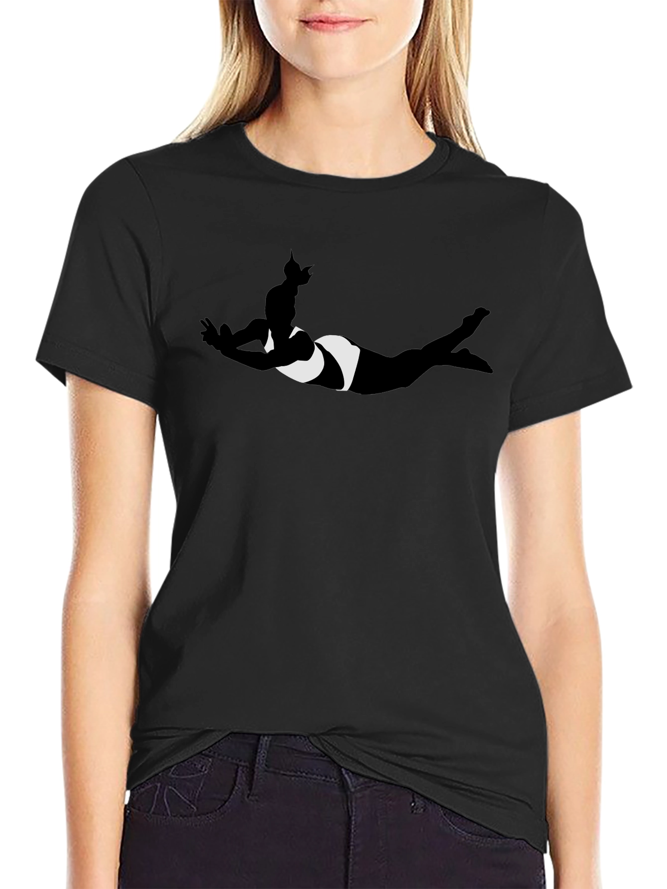 Swimmer Silhouette Black T-Shirt
