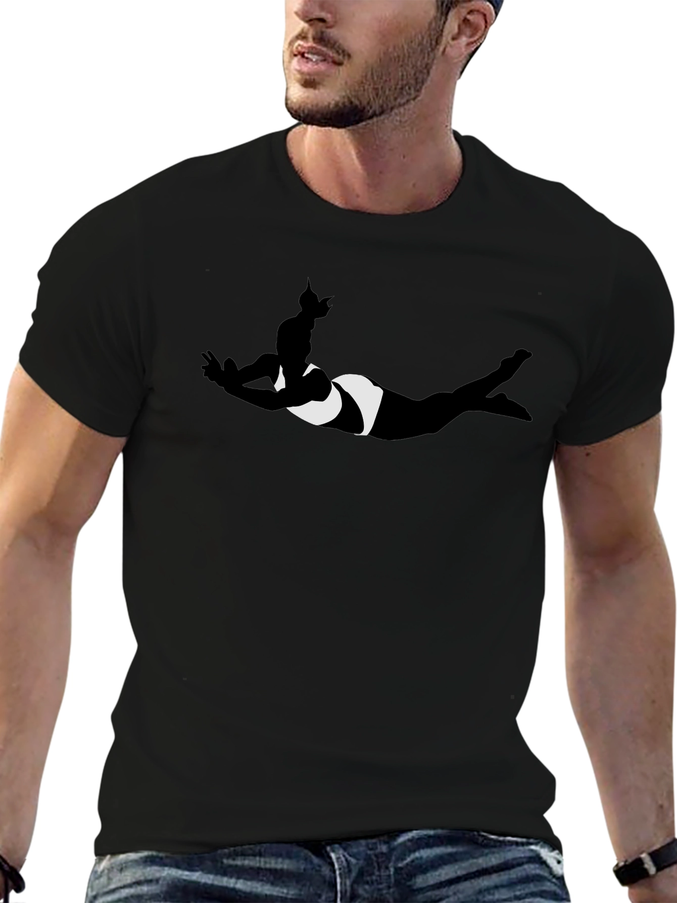 Swimmer Silhouette Black T-Shirt