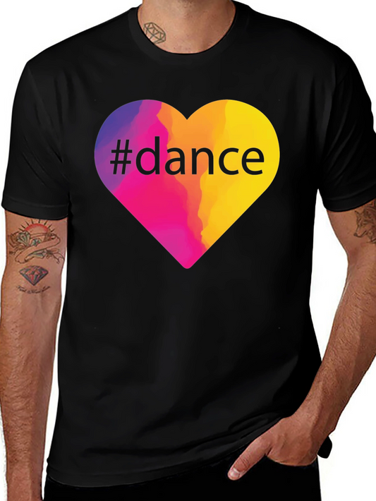 #Dance Heart Graphic Tee - Black Cotton T-Shirt