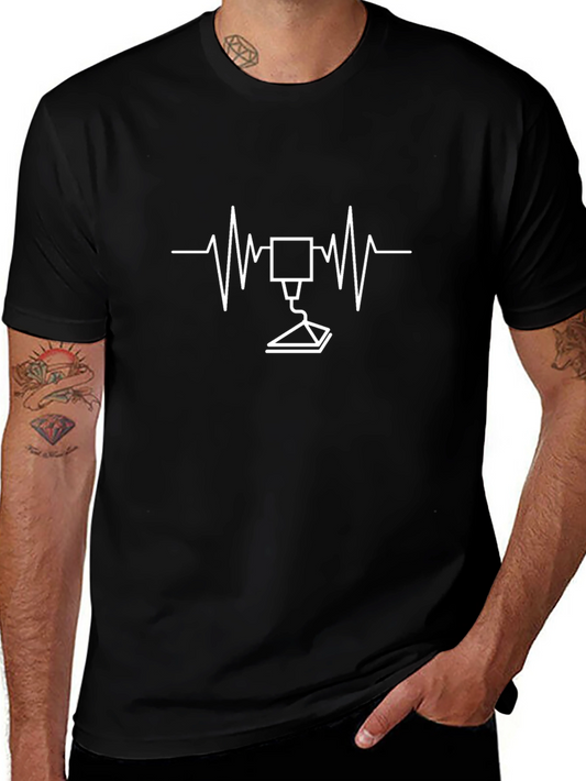 3D Printing Heartbeat Black T-Shirt