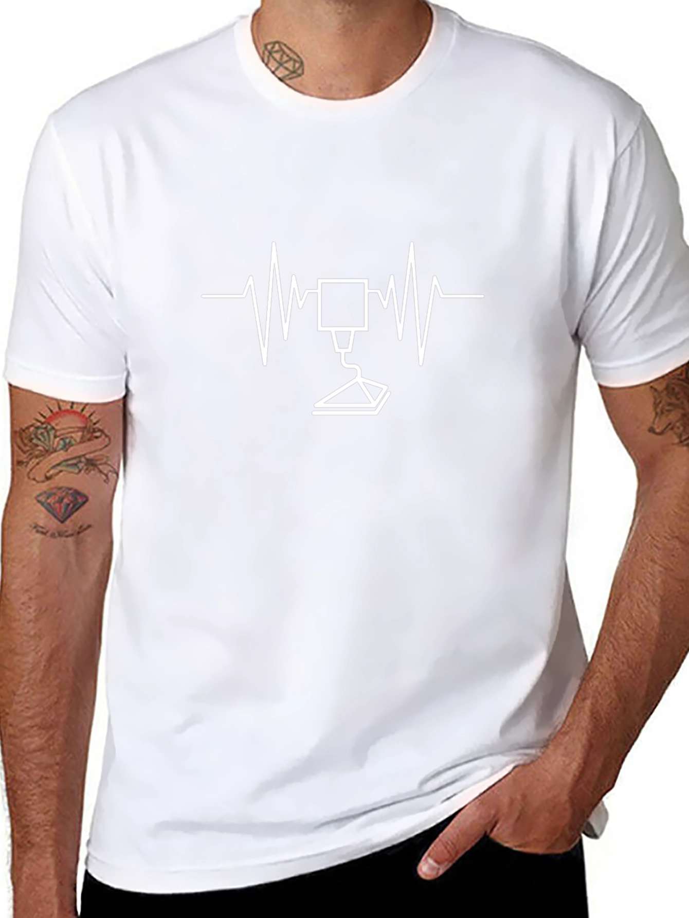 3D Printing Heartbeat Black T-Shirt