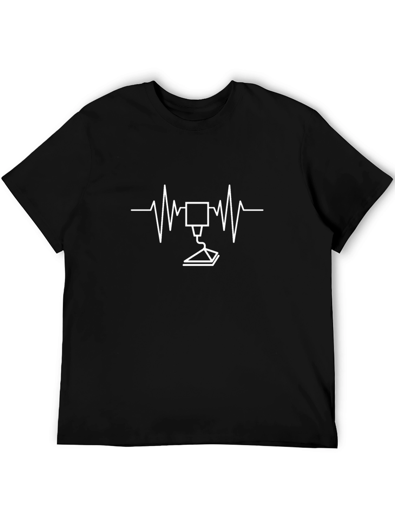 3D Printing Heartbeat Black T-Shirt