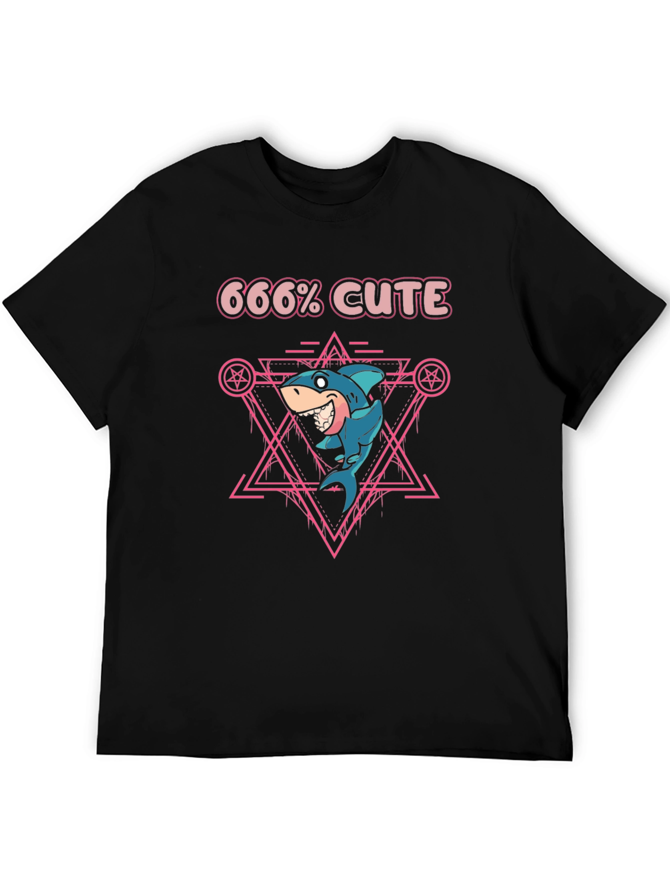 666% Cute Shark Graphic Tee - Black T-Shirt