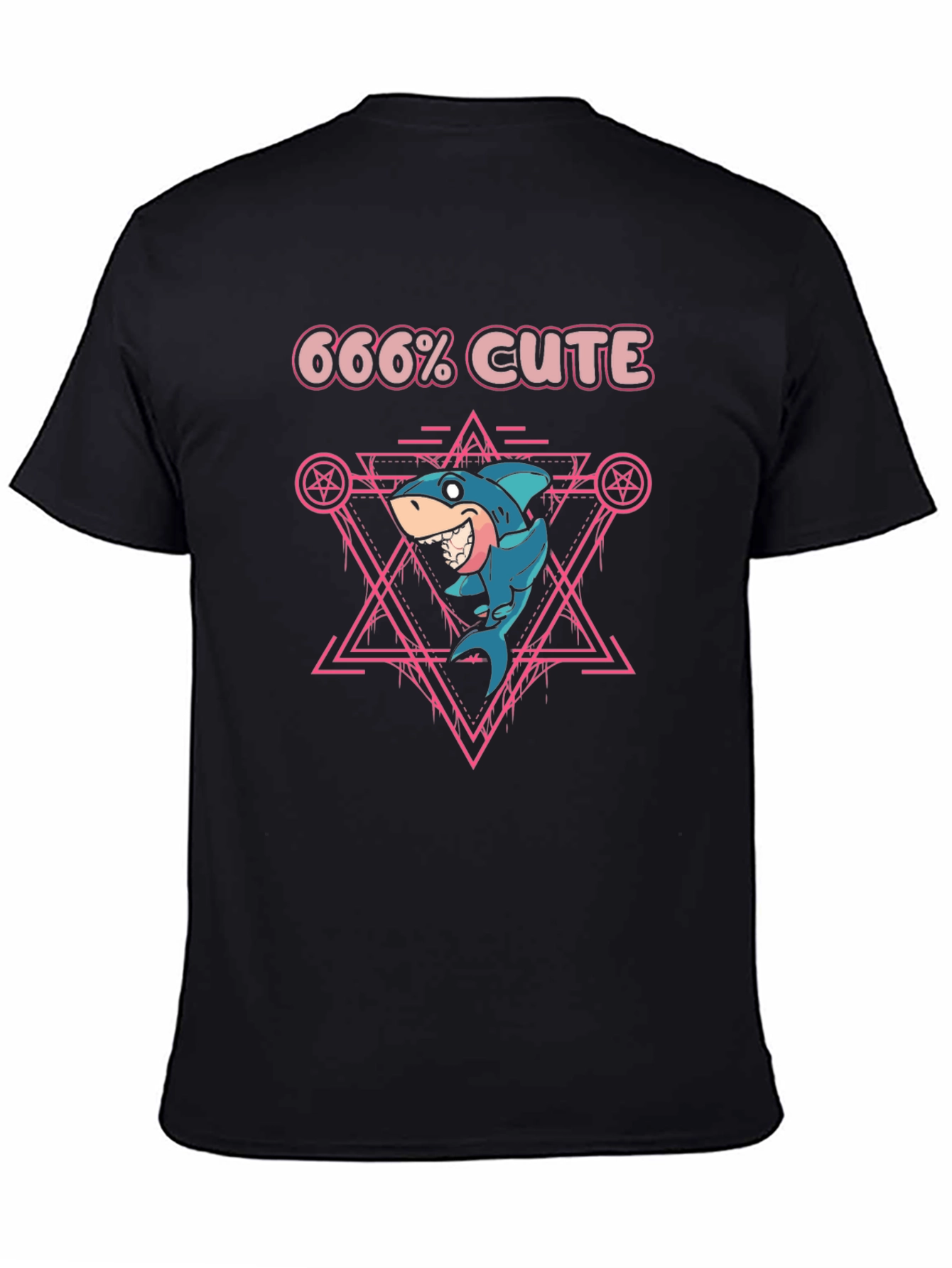 666% Cute Shark Graphic Tee - Black T-Shirt