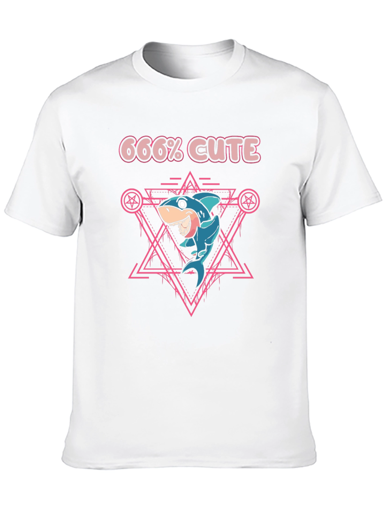666% Cute Shark Graphic Tee - Black T-Shirt