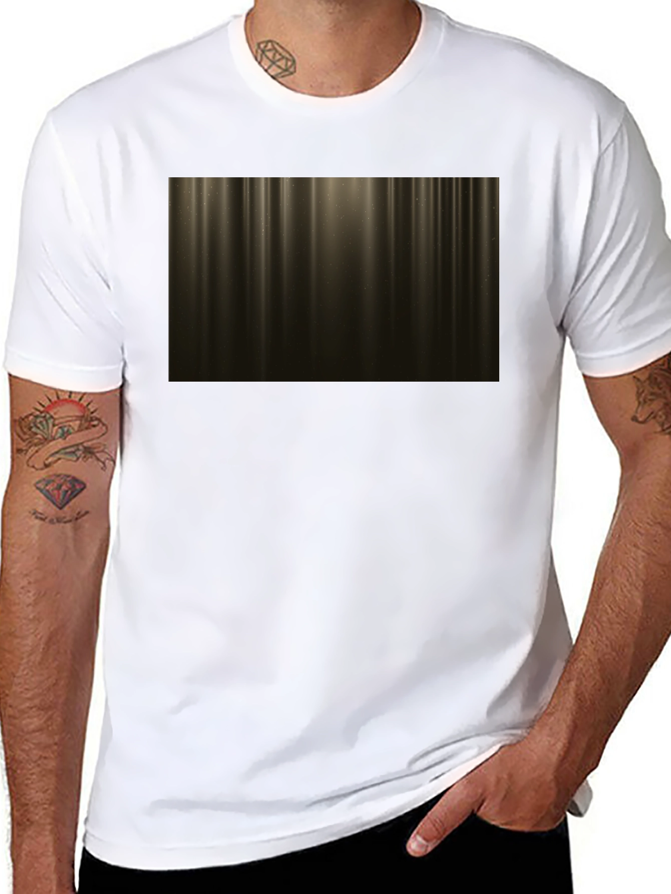 Abstract Golden Light Streak Graphic Tee