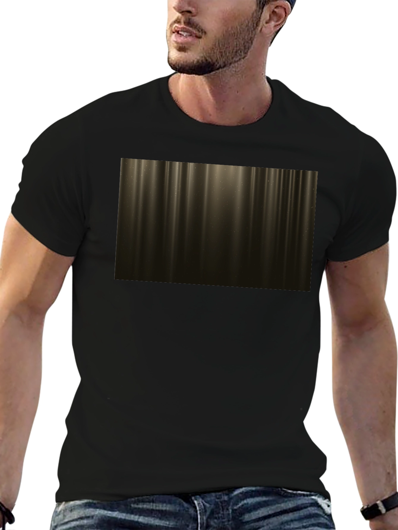 Abstract Golden Light Streak Graphic Tee