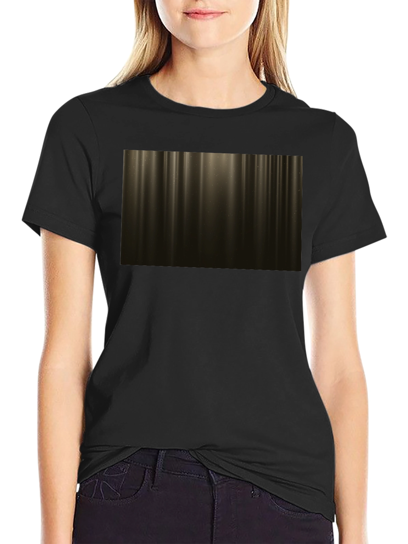 Abstract Golden Light Streak Graphic Tee