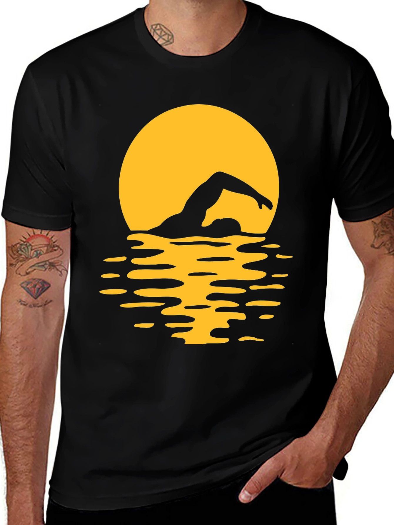 Swimmer Silhouette Tee - Sunset Swim T-Shirt