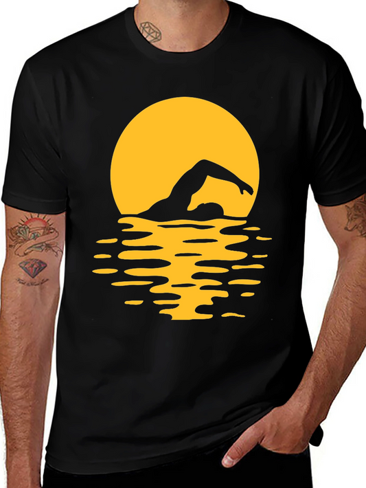 Swimmer Silhouette Tee - Sunset Swim T-Shirt