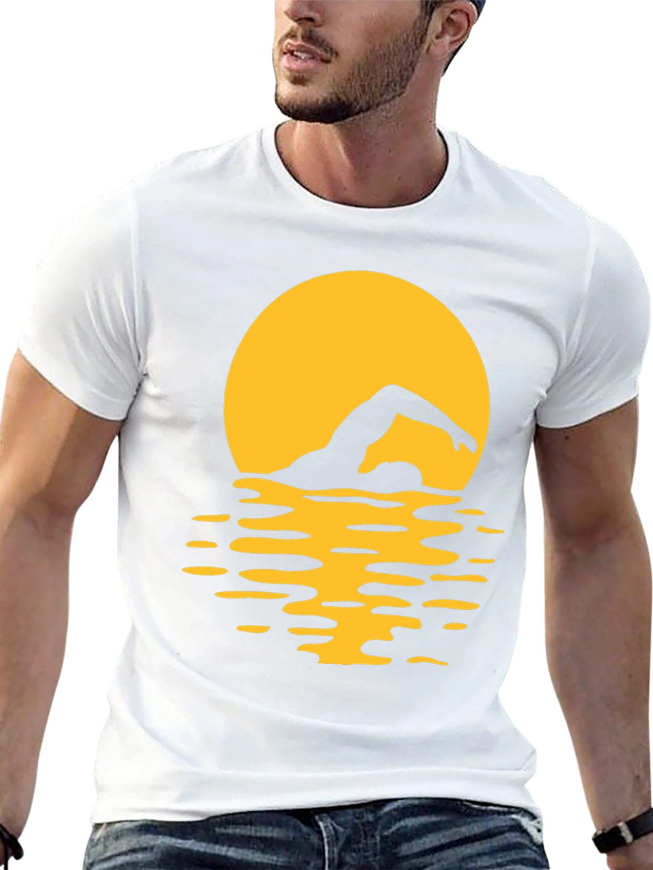 Swimmer Silhouette Tee - Sunset Swim T-Shirt