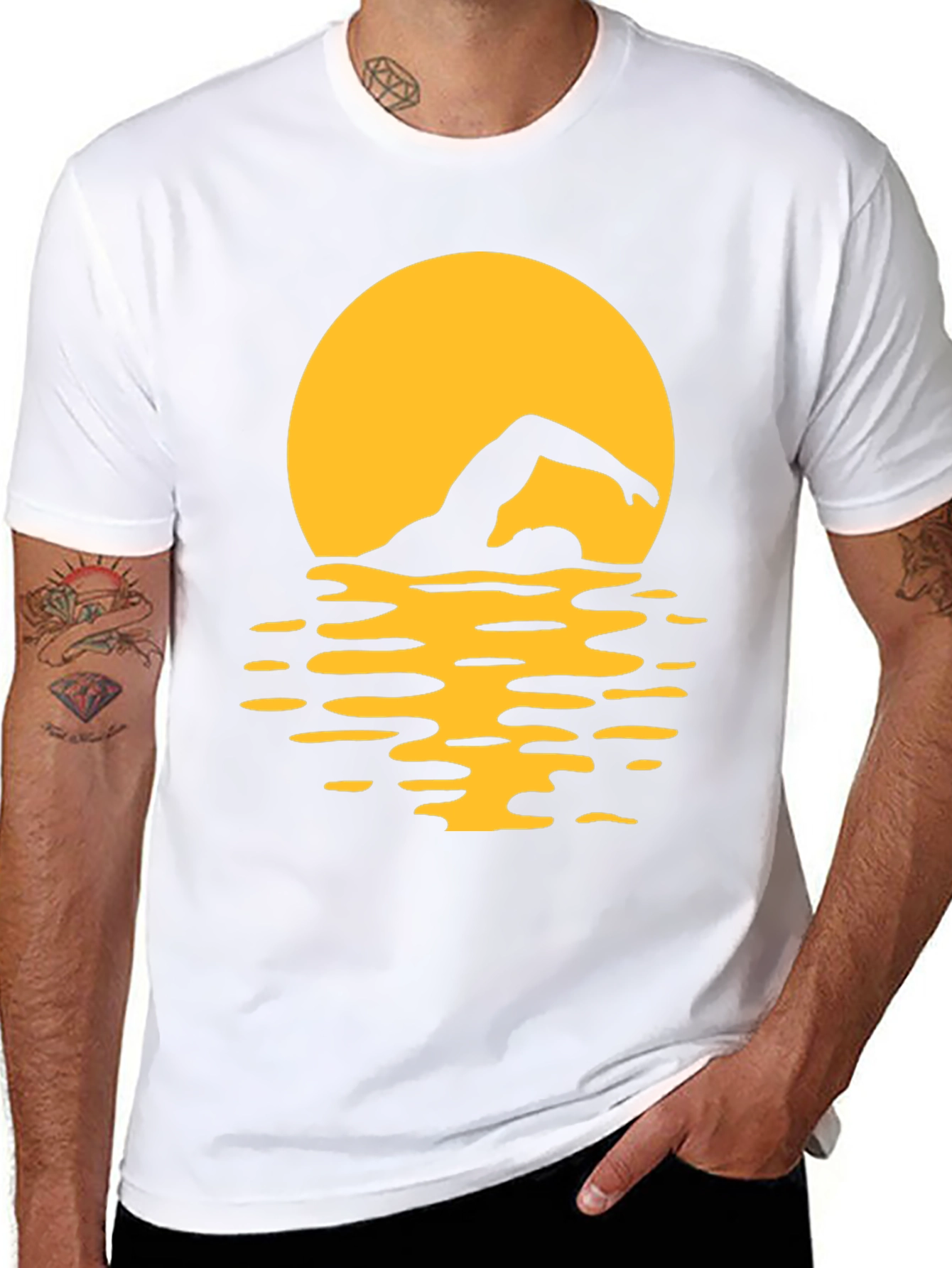 Swimmer Silhouette Tee - Sunset Swim T-Shirt