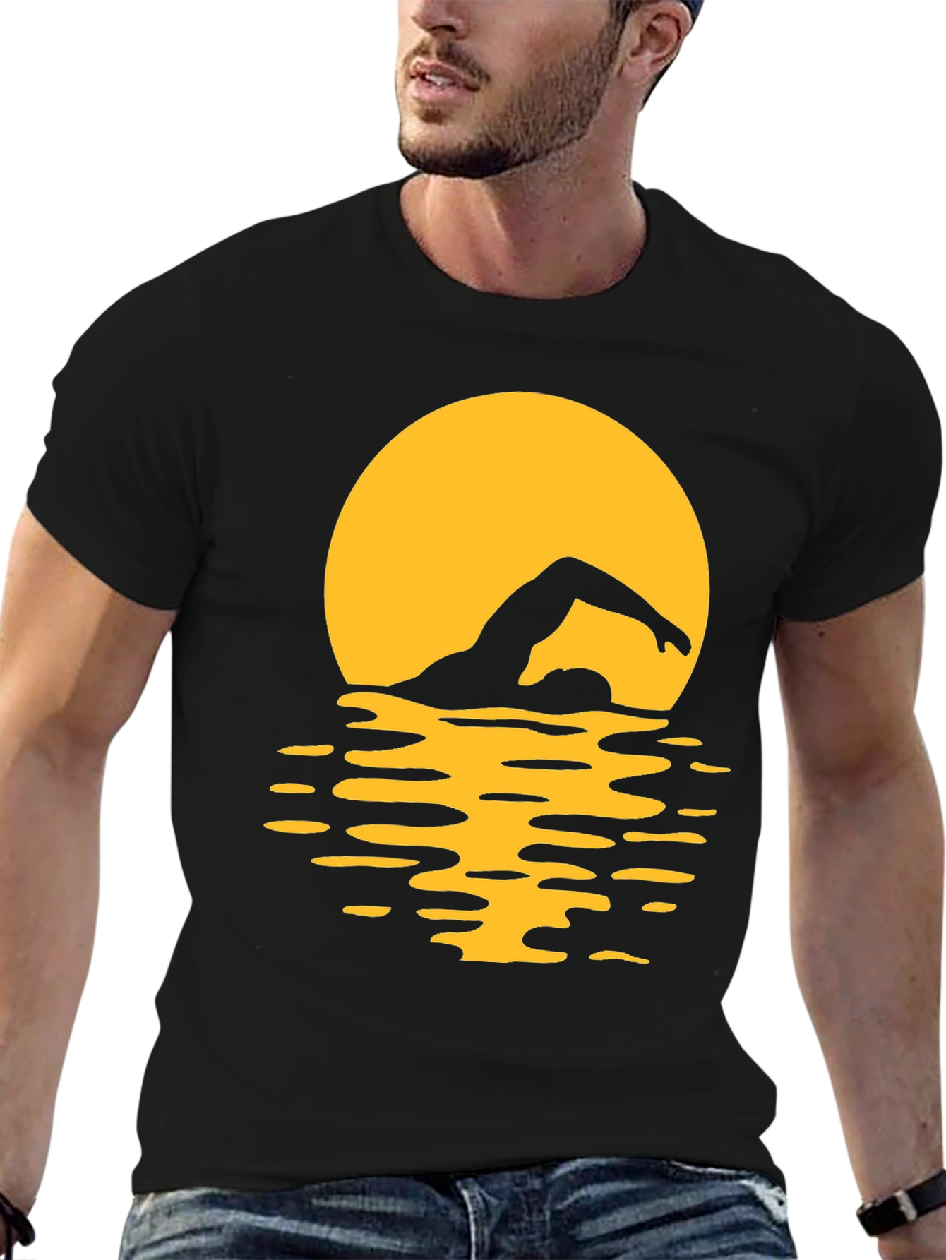 Swimmer Silhouette Tee - Sunset Swim T-Shirt
