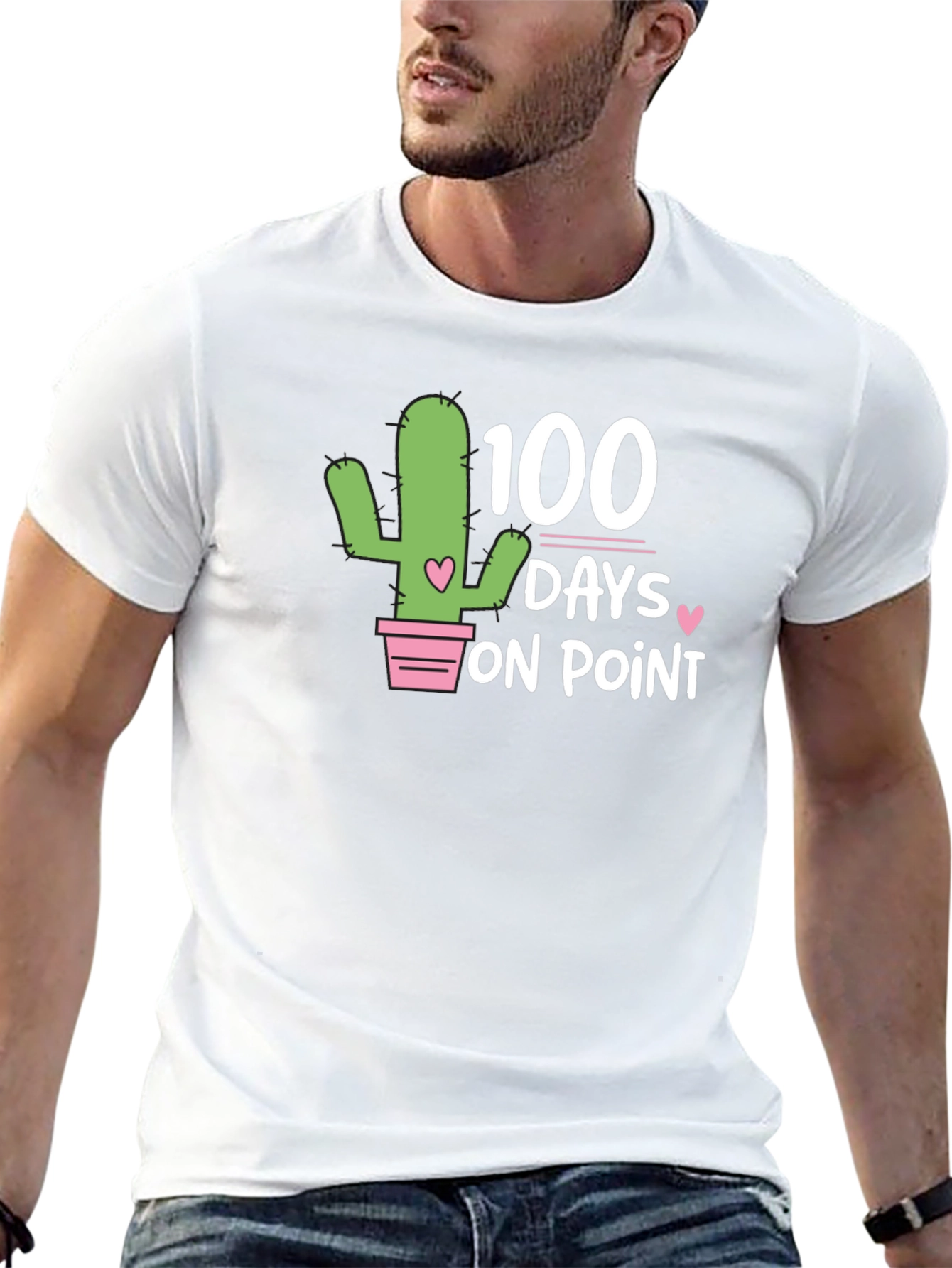100 Days On Point T-Shirt - Cactus Design