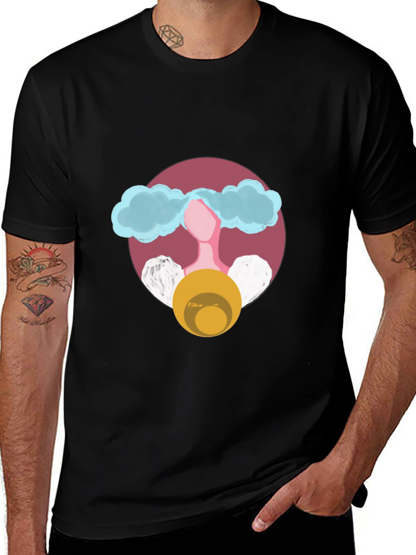 Abstract Cloud Head Graphic Tee - Stylish Unisex T-Shirt