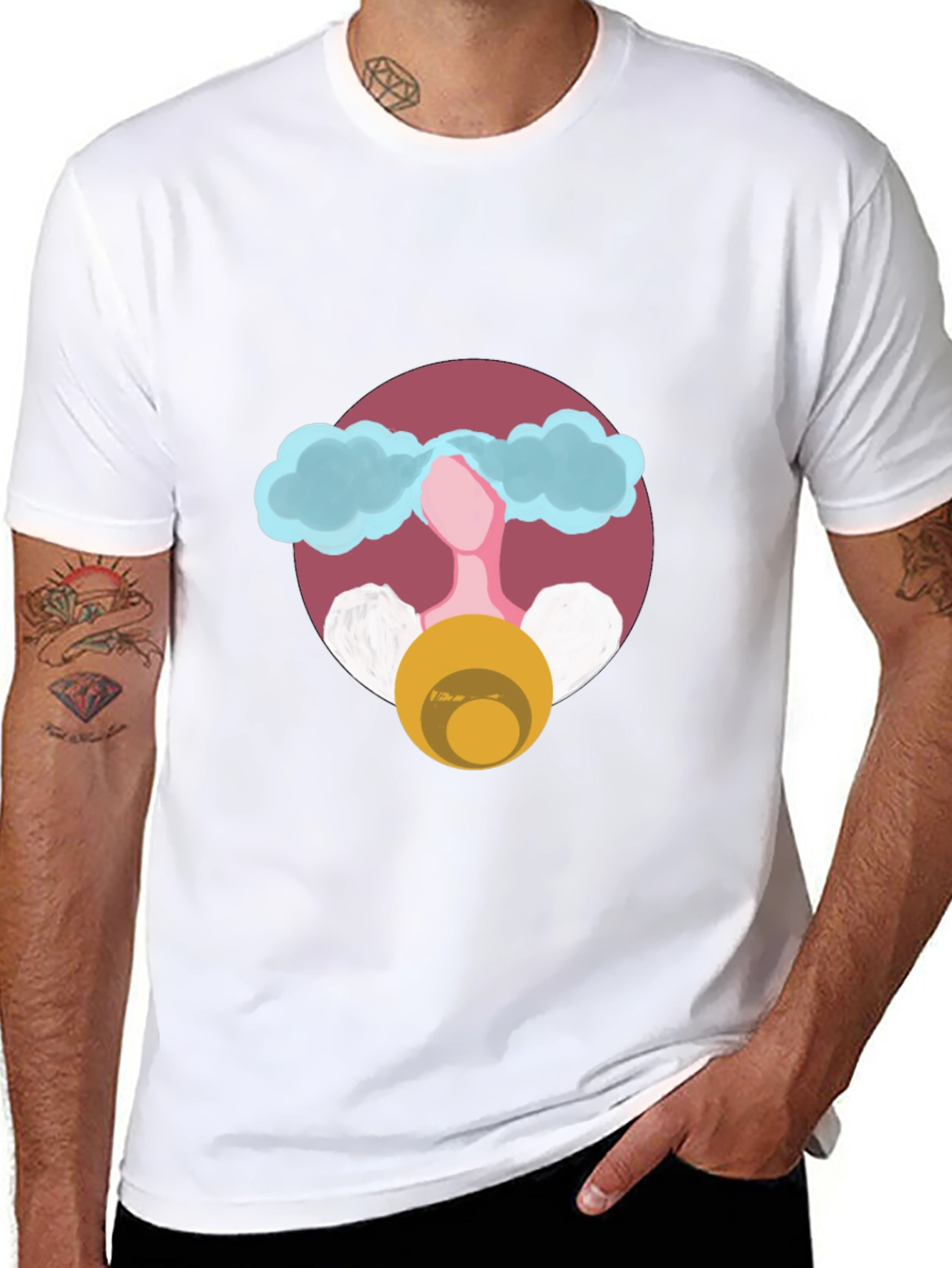 Abstract Cloud Head Graphic Tee - Stylish Unisex T-Shirt