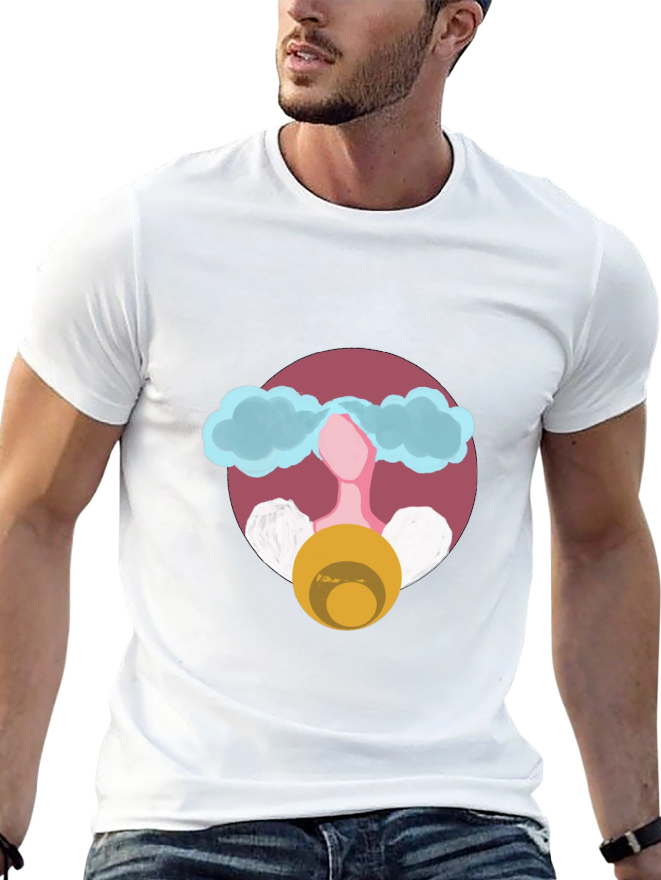 Abstract Cloud Head Graphic Tee - Stylish Unisex T-Shirt