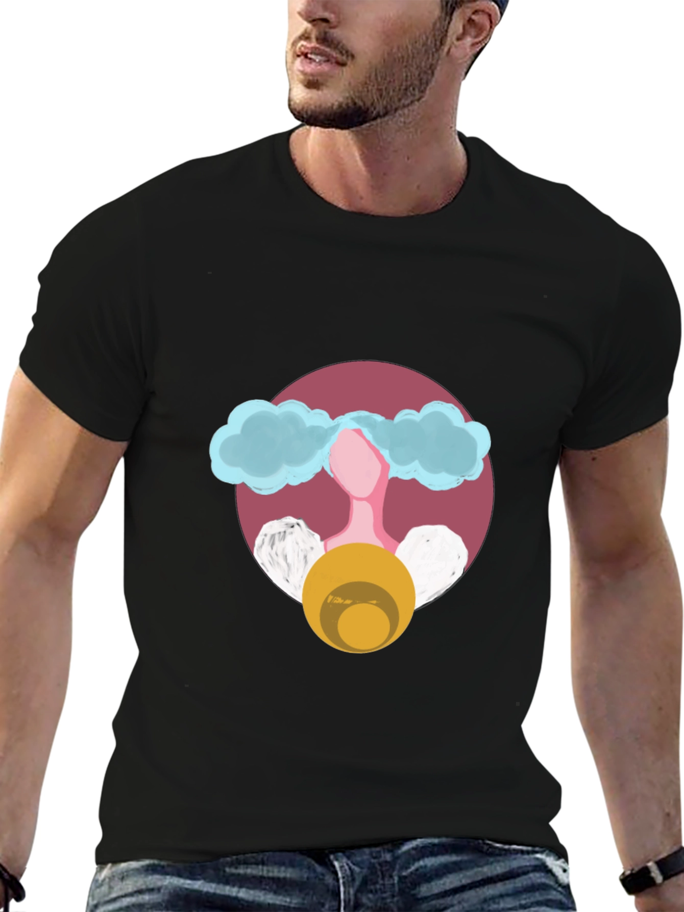 Abstract Cloud Head Graphic Tee - Stylish Unisex T-Shirt