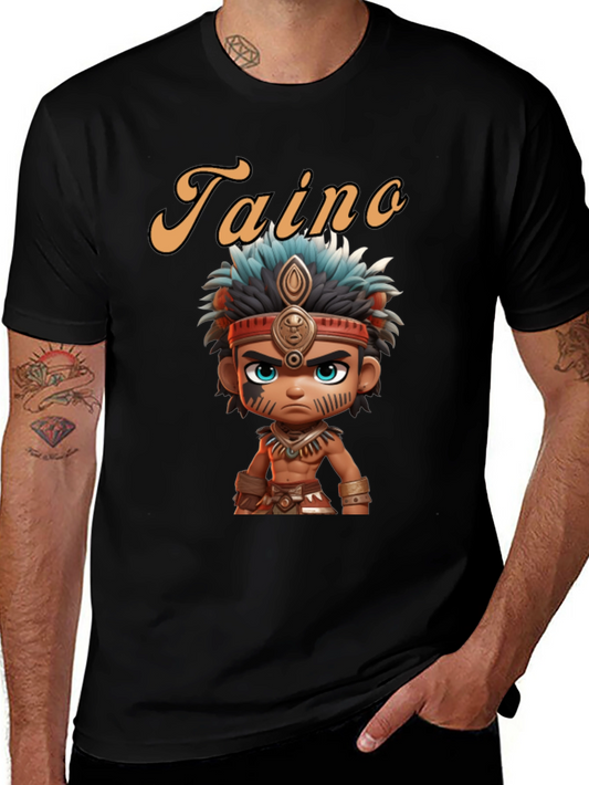 Taino Cartoon Character Black T-Shirt