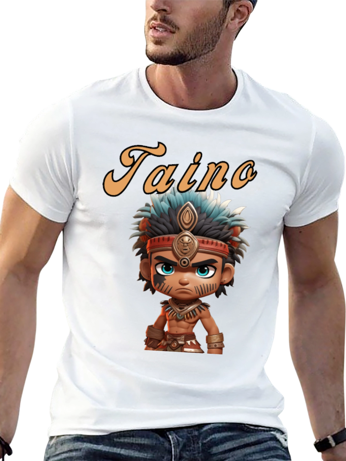 Taino Cartoon Character Black T-Shirt