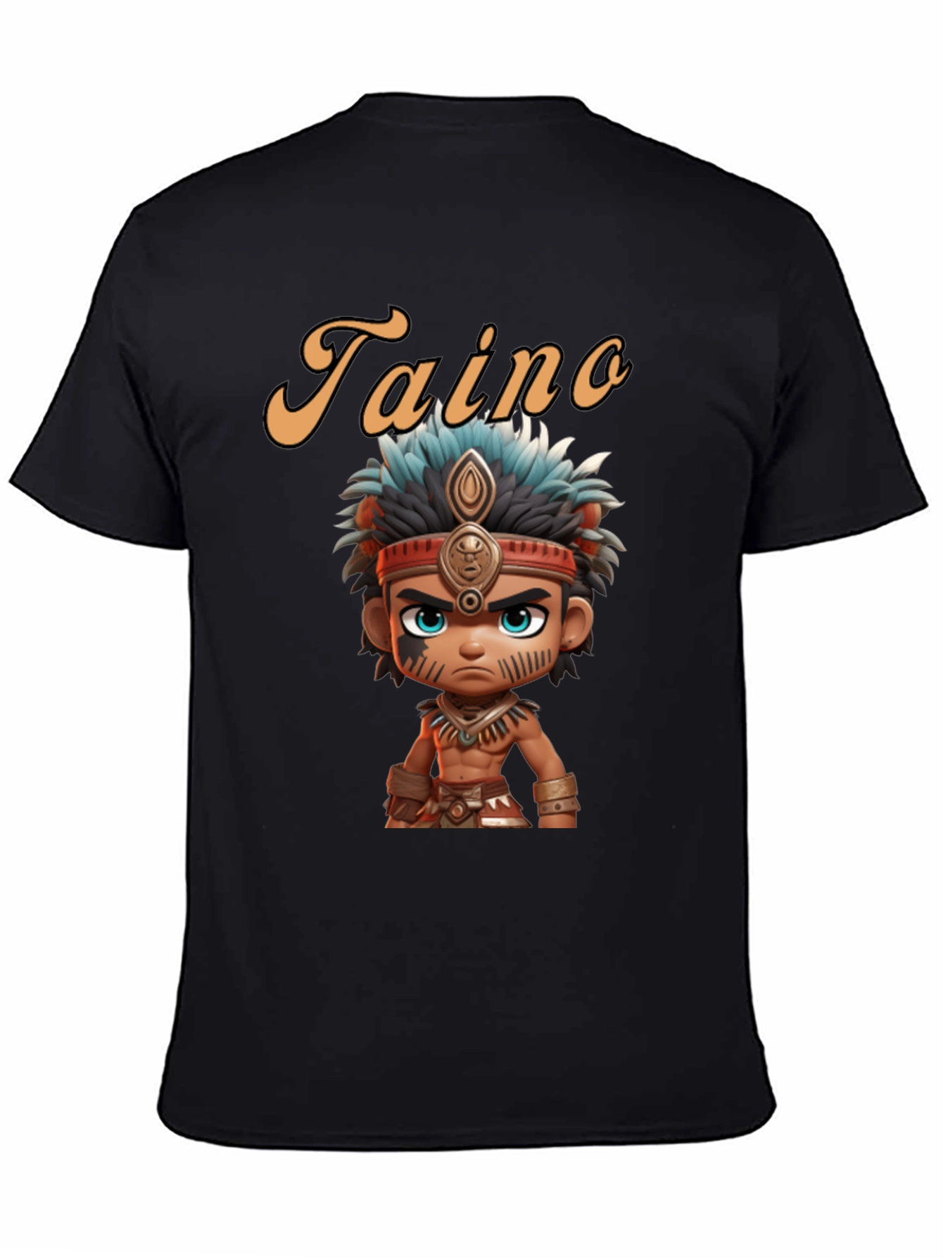 Taino Cartoon Character Black T-Shirt