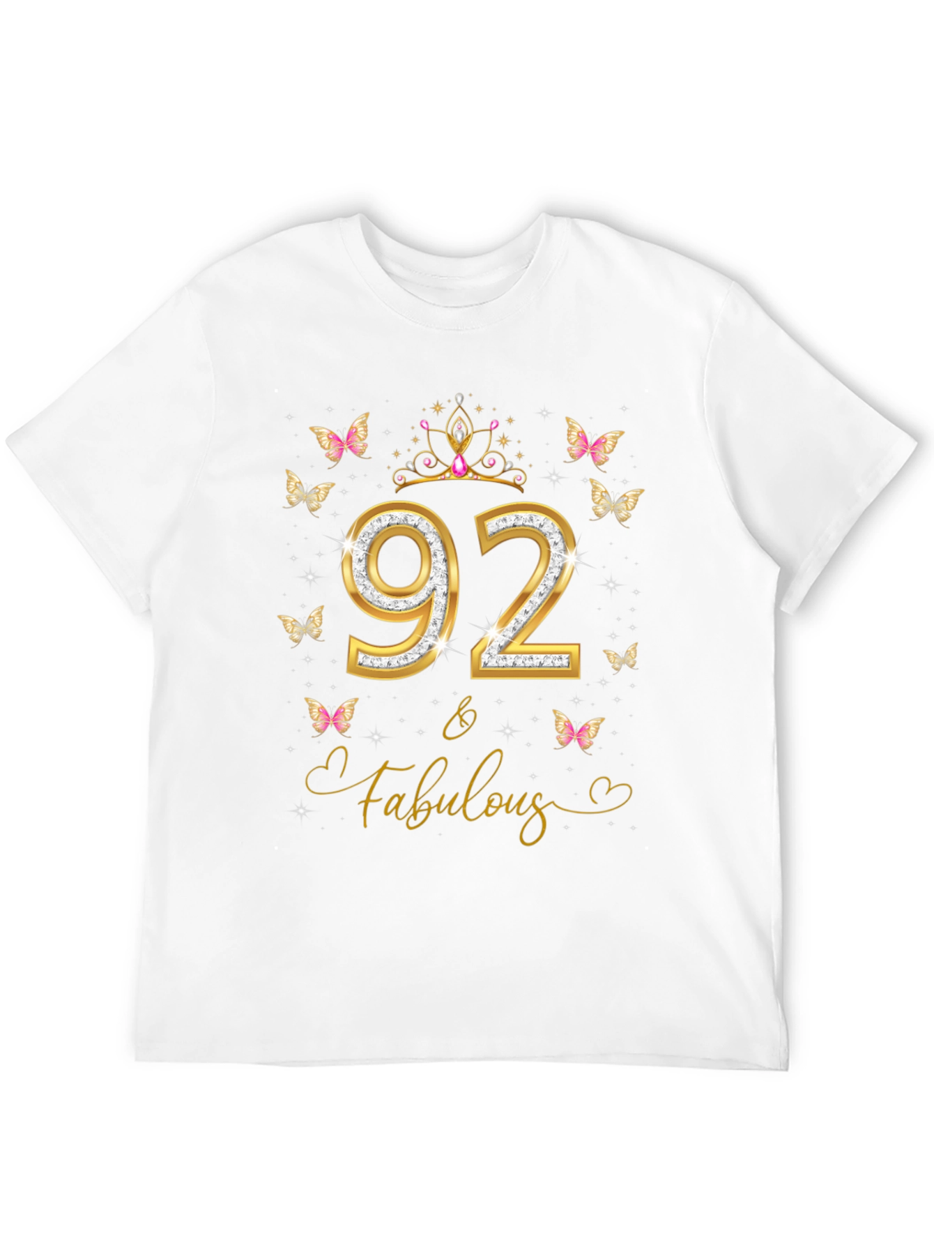 92 & Fabulous Birthday T-Shirt - Womens