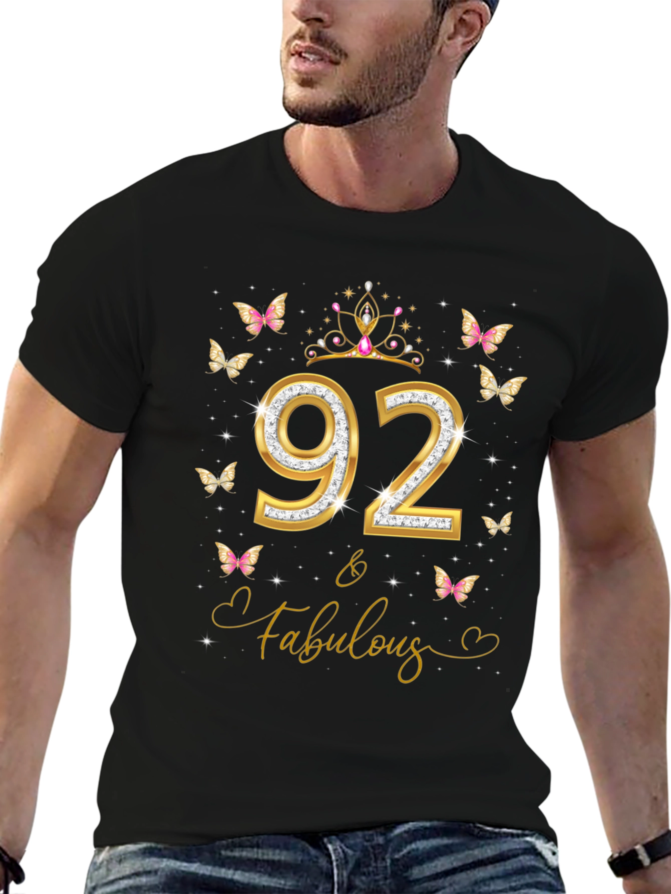 92 & Fabulous Birthday T-Shirt - Womens
