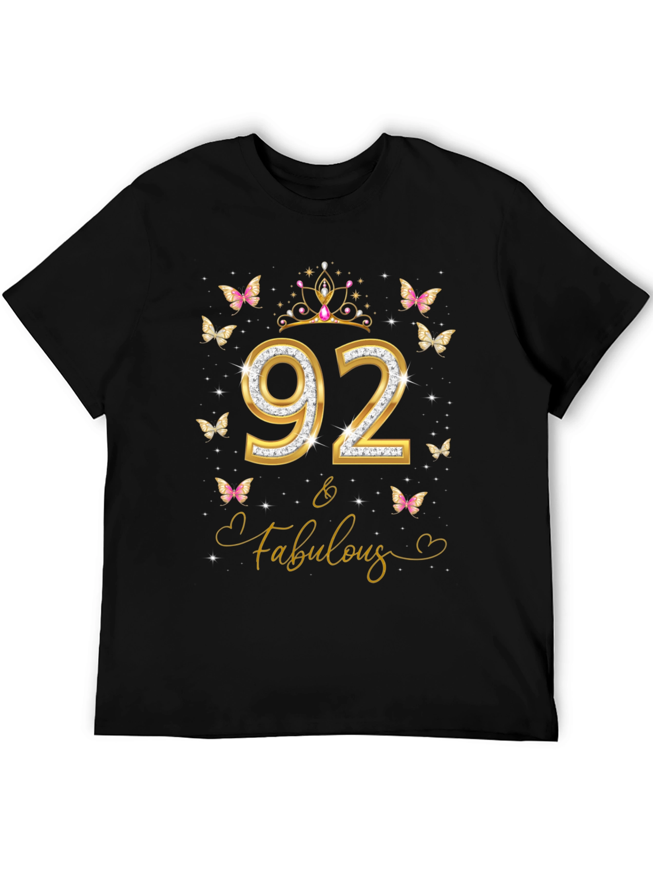 92 & Fabulous Birthday T-Shirt - Womens