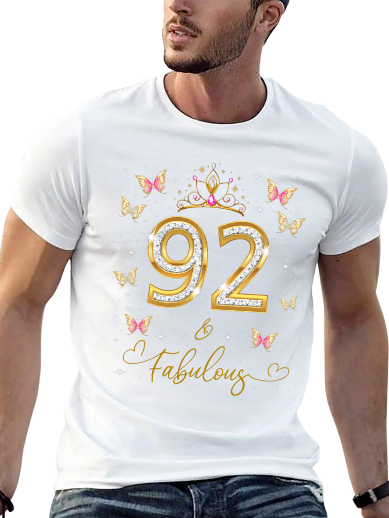 92 & Fabulous Birthday T-Shirt - Womens
