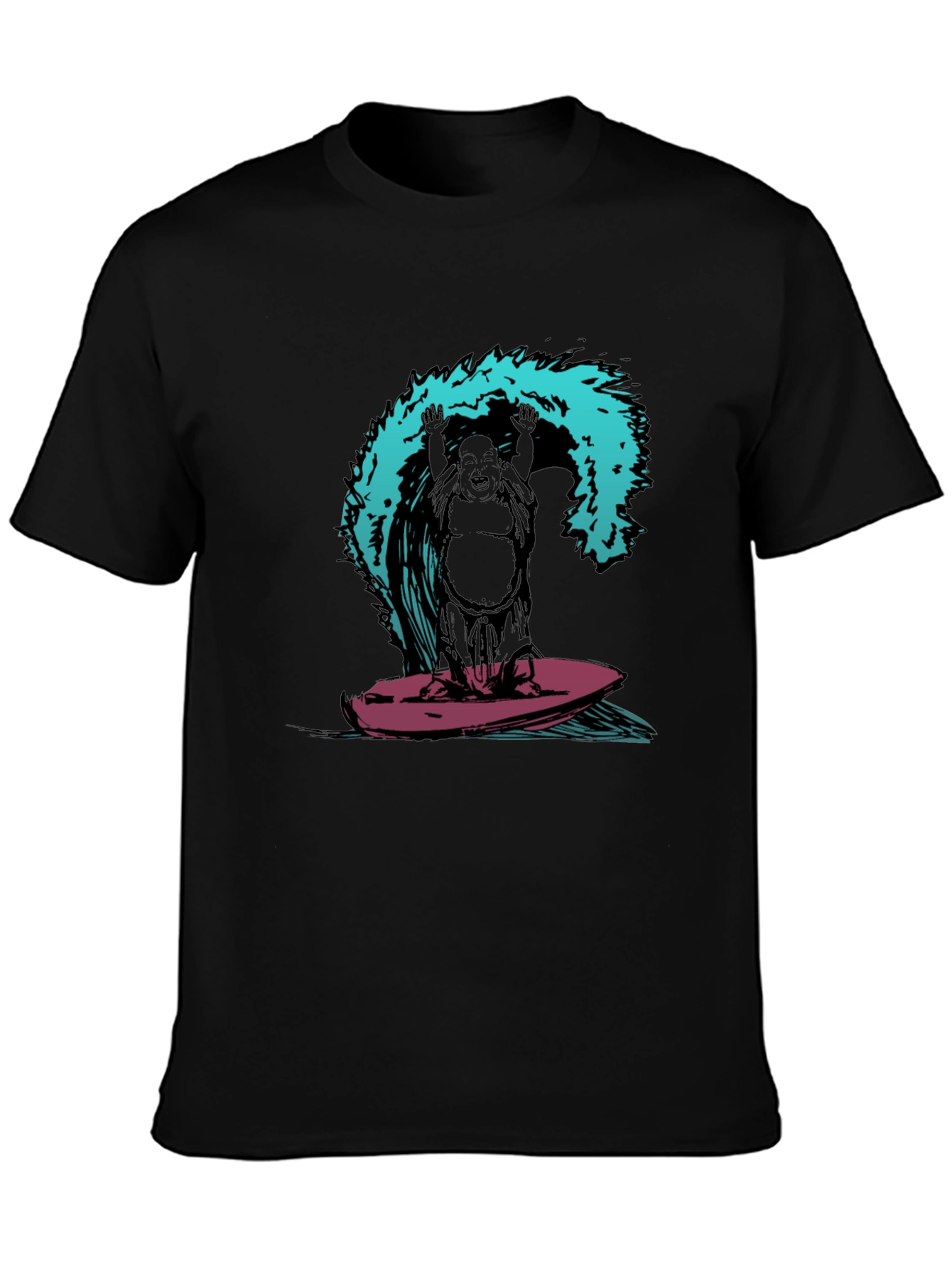 Surfing Buddha Graphic T-Shirt - Black