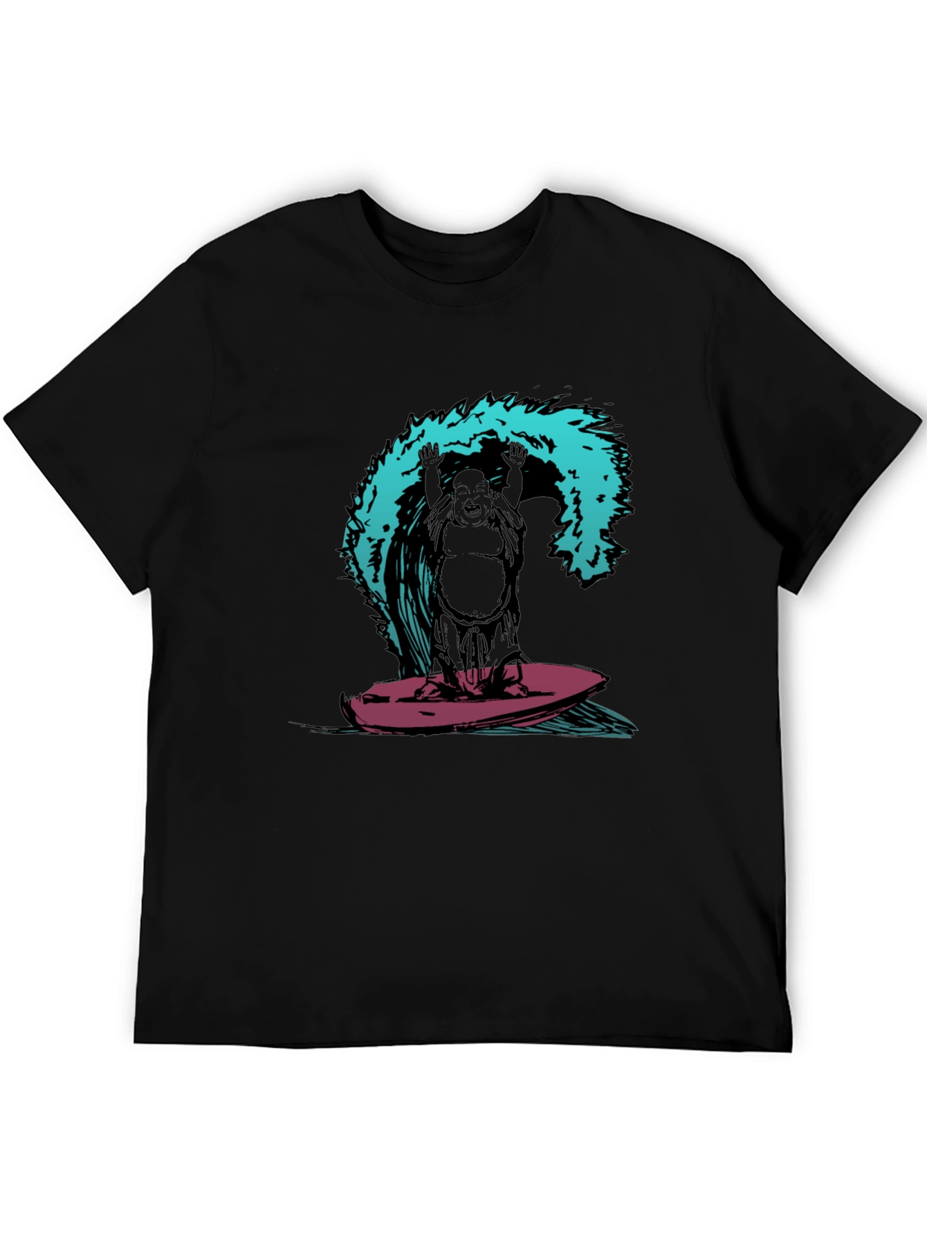 Surfing Buddha Graphic T-Shirt - Black