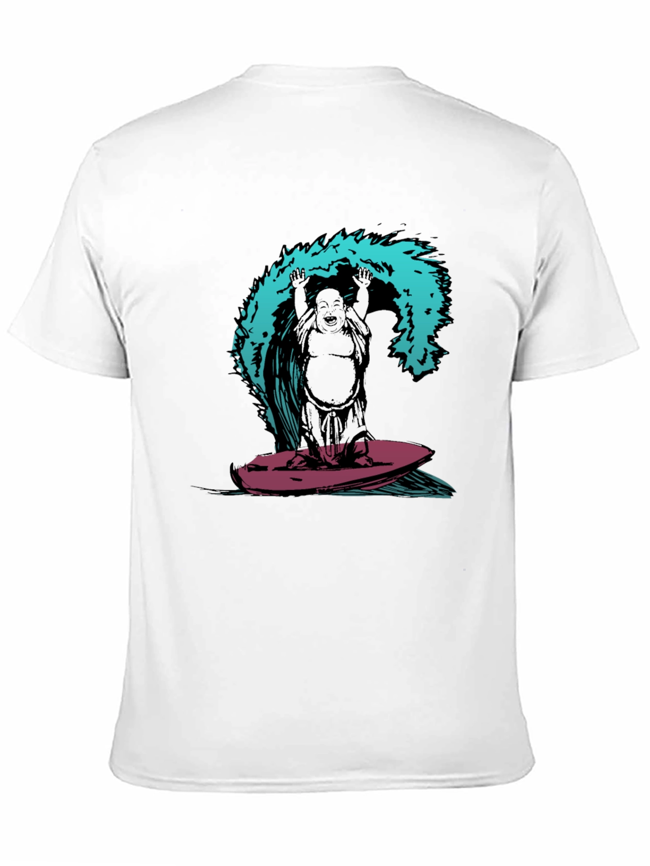 Surfing Buddha Graphic T-Shirt - Black