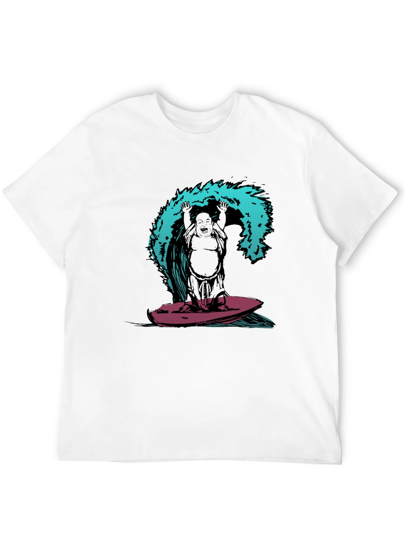 Surfing Buddha Graphic T-Shirt - Black