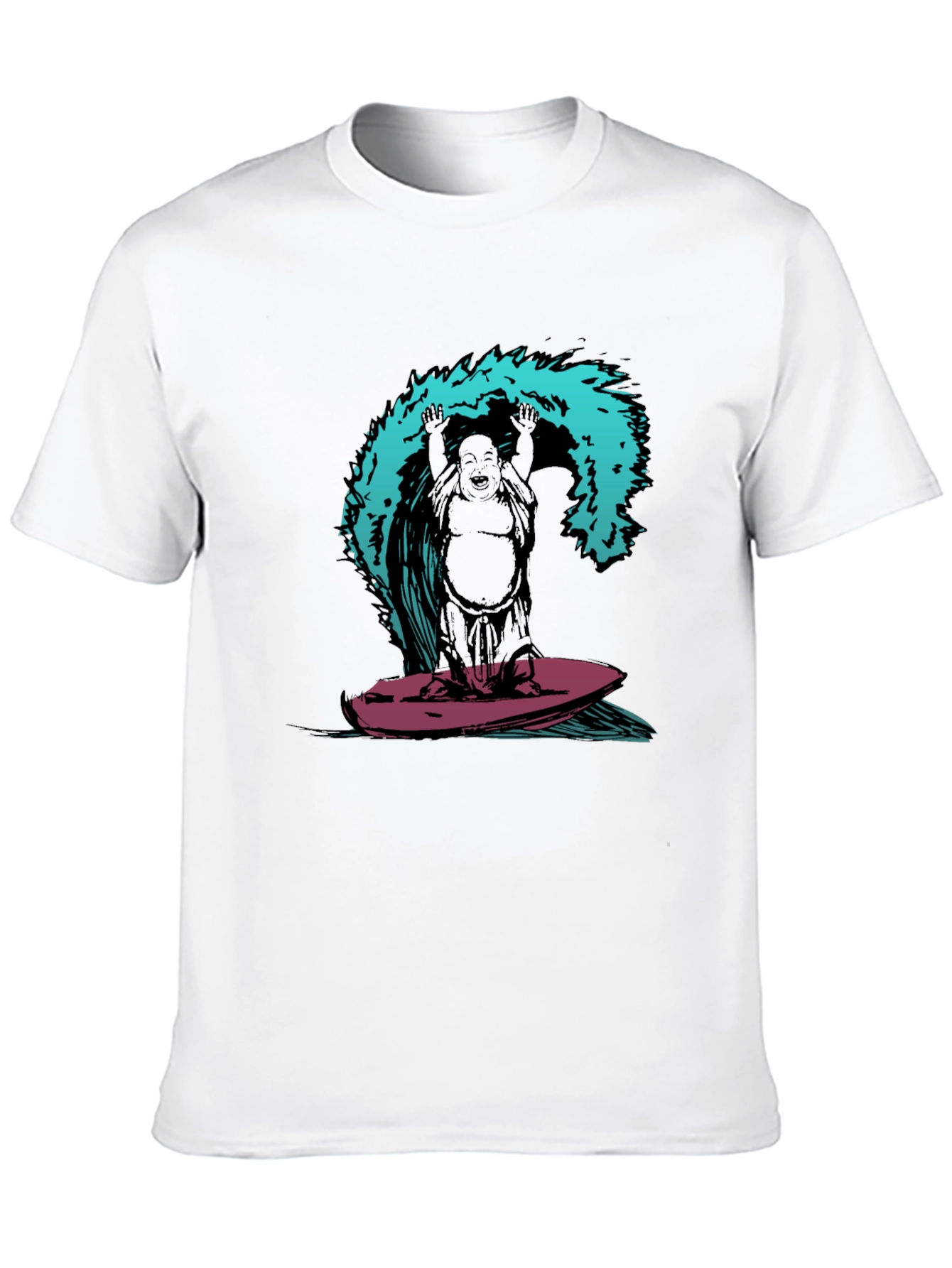 Surfing Buddha Graphic T-Shirt - Black
