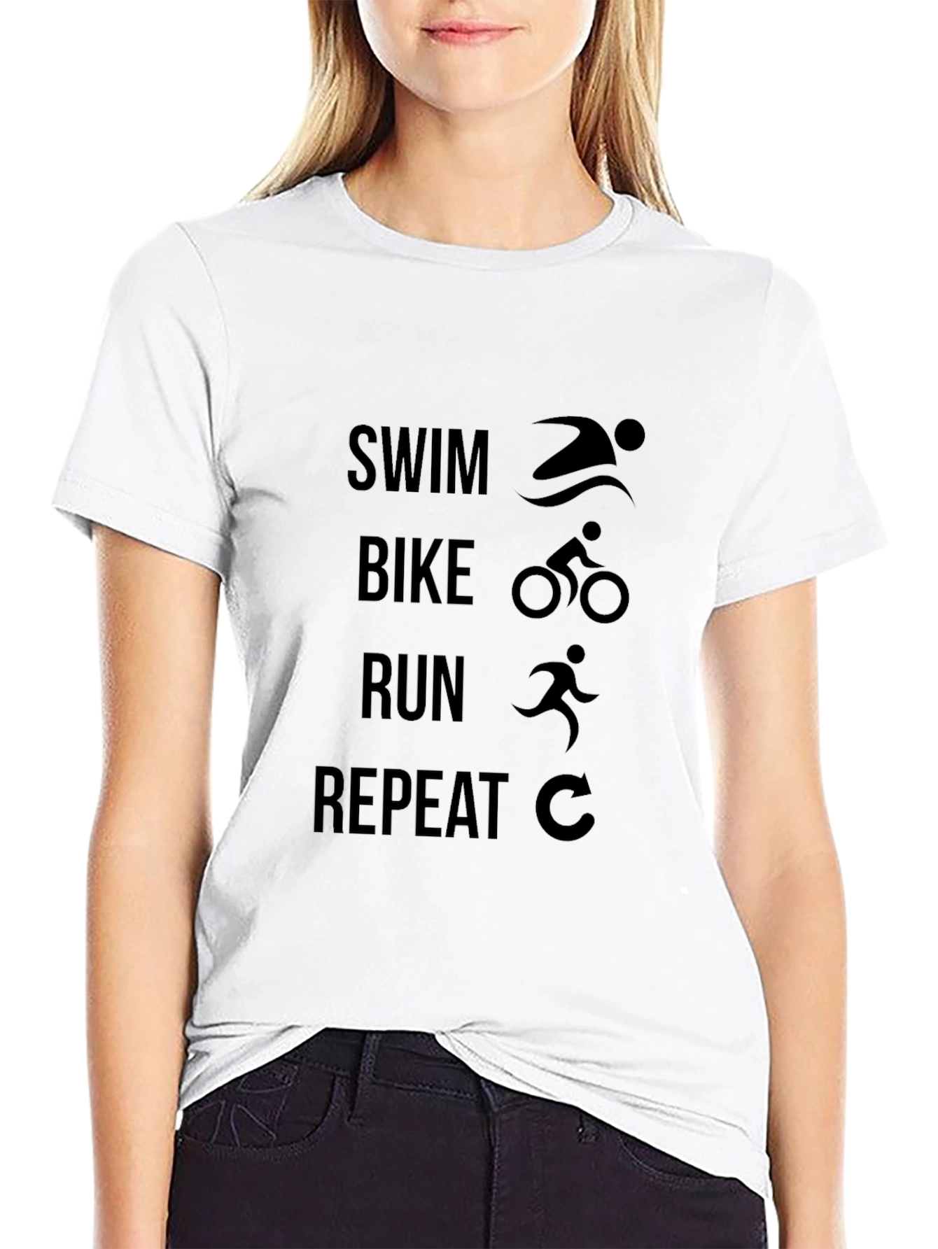 Swim Bike Run Repeat Black T-Shirt