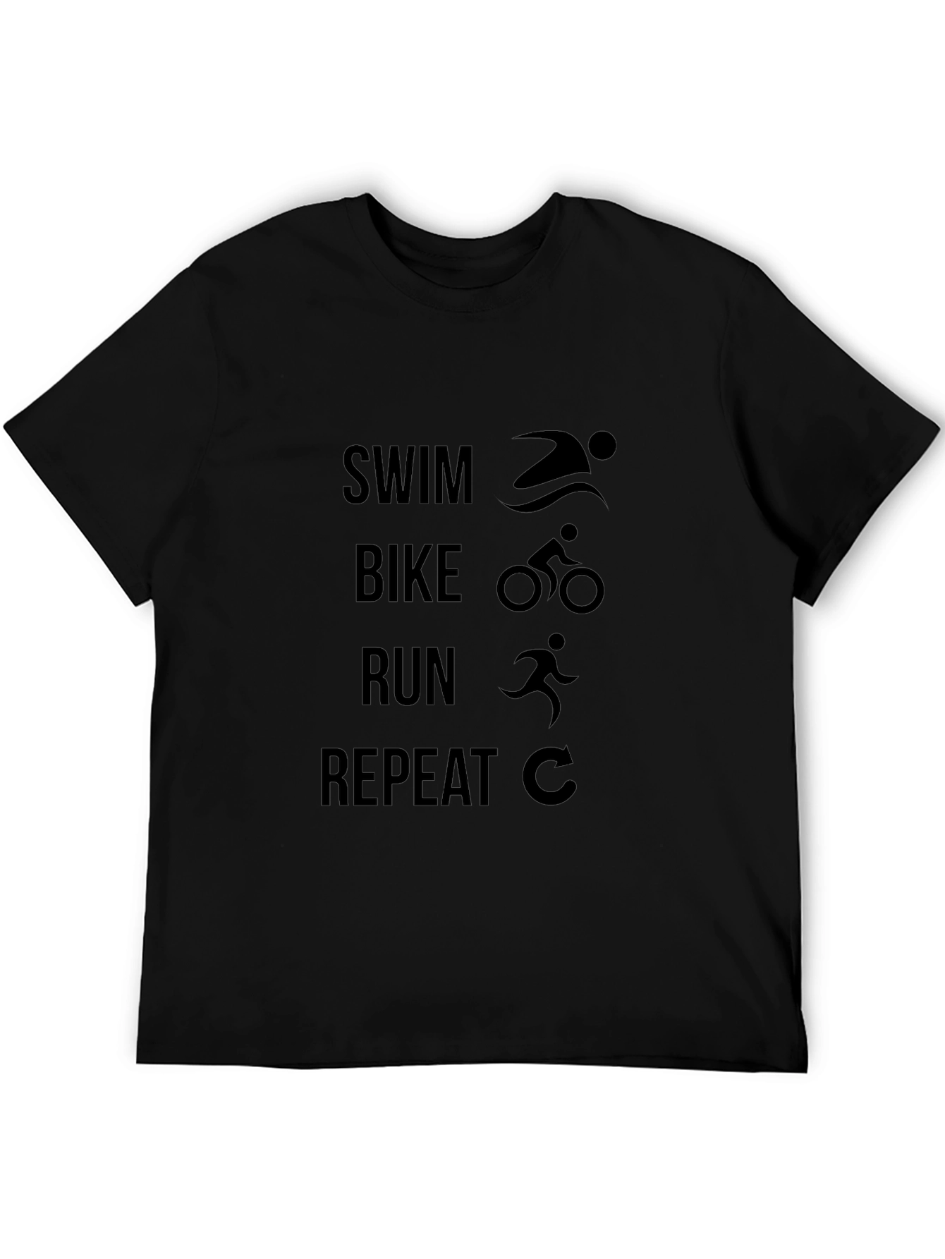 Swim Bike Run Repeat Black T-Shirt