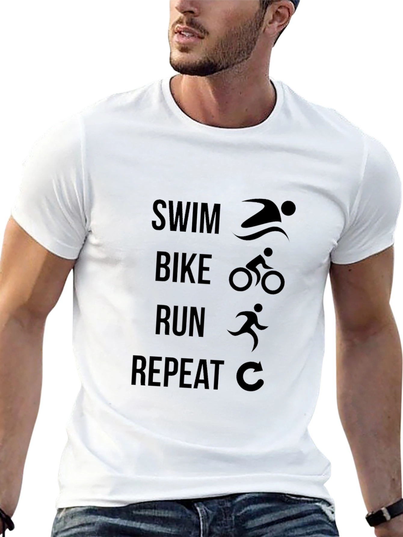 Swim Bike Run Repeat Black T-Shirt